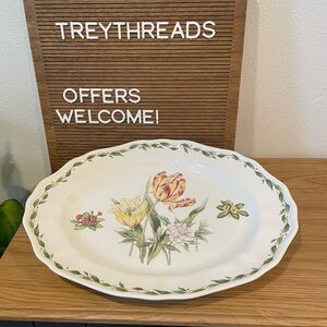 Oval 16” Noritake Serving Plate Gourmet Gardens Tulips Scalloped Border EVUC